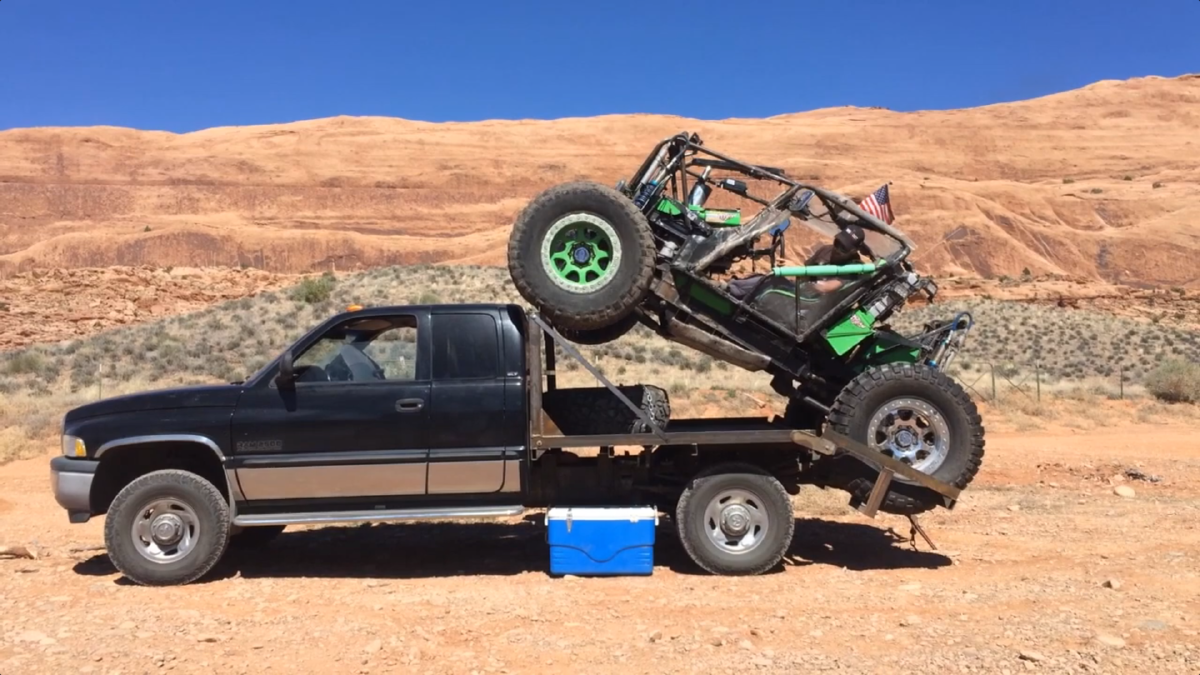 modified pickup can haul a rock buggy